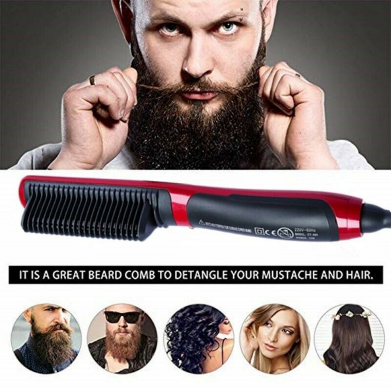 Quick Heated Beard Straightener Brush Hair Comb Curling Show Cap